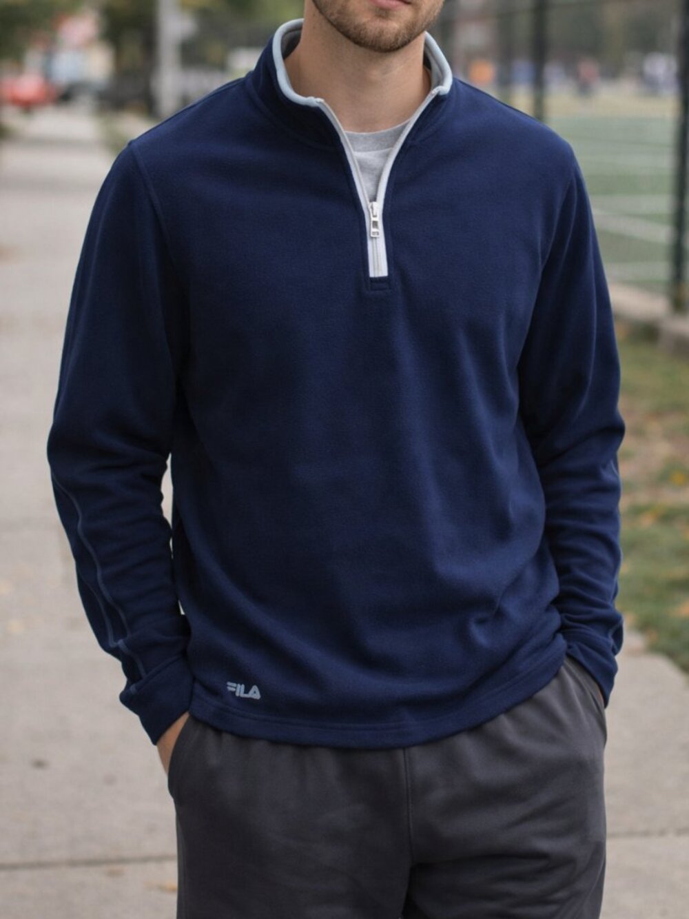 Vintage FILA Blue Quarter-Zip Shirt Y2K Streetwear
